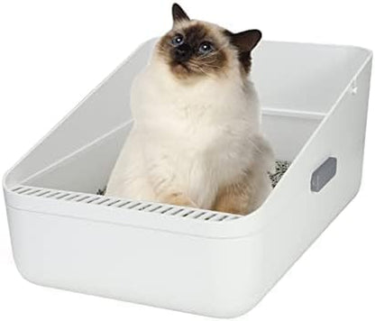 Open Litter Box,Durable High Side Sifting, Secure and Odor Litter Box, Removable Litter Box, Easy to Clean Litter Box for Cats up to 8 Pounds(Black Small)