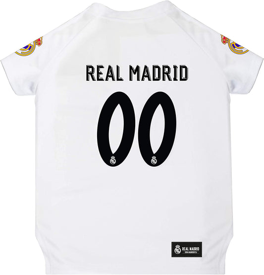 Real Madrid Jersey for DOGS & CATS Football Fan Jerseys, Bright Team Colors, SIZE: Medium