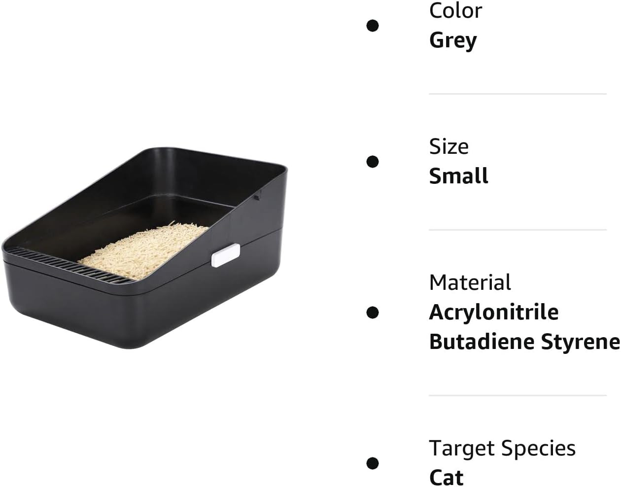 Open Litter Box,Durable High Side Sifting, Secure and Odor Litter Box, Removable Litter Box, Easy to Clean Litter Box for Cats up to 8 Pounds(Black Small)