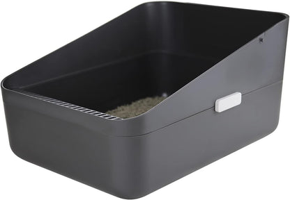 Open Litter Box,Durable High Side Sifting, Secure and Odor Litter Box, Removable Litter Box, Easy to Clean Litter Box for Cats up to 8 Pounds(Black Small)